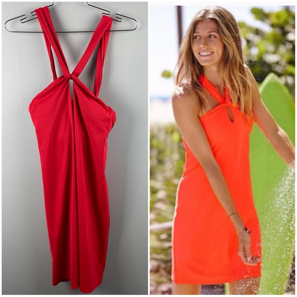 Athleta Kiki Swim Dress Halter bright red size XS
